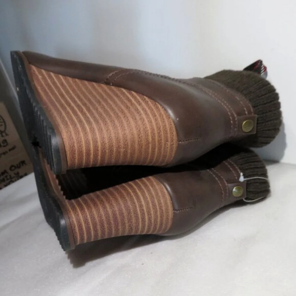 Nautica Espresso Brandt Lace-up Wedge Booties 7.5